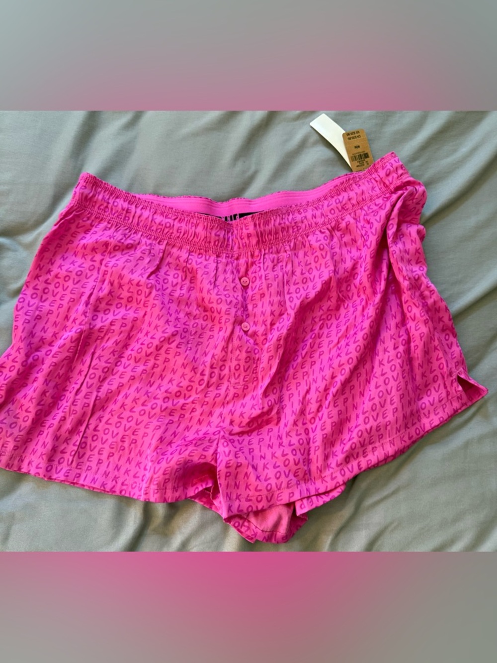 PINK Victoria's Secret Hot Pink Logo Print Boxer Shorts